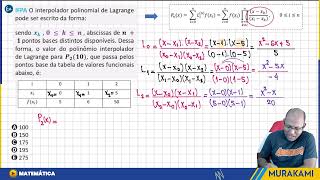 INTERPOLAÇÃO POLINOMIAL  MÉTODO DE LAGRANGE  08 [upl. by Ainessej]