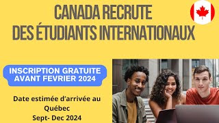 Canada Recrute des étudiants internationaux 🎓  Inscription Gratuite avant février 2024 📅📚 [upl. by Strade]