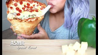 ASMR EATING GIANT FOOD PIZZA CONE  PepperoniMozzarella CHEESE Crunchy Eating Sounds No Talking [upl. by Sidell]