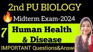 HUMAN HEALTH amp DISEASE2 PU BIOLOGY EXAM 2024💥 Important Questions💥 biostudymadeeasy​ [upl. by Samid]