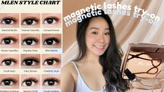 Mlen Magnetic Lashes Tryon  12 Different Lash Styles With CloseUps [upl. by Norud]