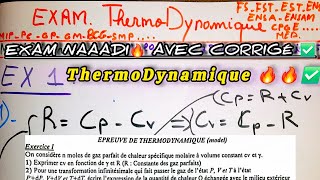 EXAM Corrigé THERMODYNAMIQUE ✔️  Exercice Thermodynamique ✅️ Question de cours [upl. by Chevalier]