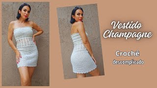 VESTIDO DE CROCHÊ CHAMPAGNE REVEILLON [upl. by Eisserc662]