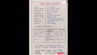 Biodata format l How to write biodata for job l how to write a CV l Curriculum vitae l Biodata [upl. by Ynohtn]