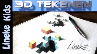 3D tekening GAT tekenen en Kubus in stappen voor beginners [upl. by Areivax858]