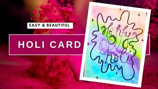 Easy amp Beautiful Holi card making idea  Holi card making ideas  Happy holi greeting card 2024 [upl. by Otter]