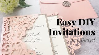 How To Make Quick and Easy DIY Wedding Invitations Using A Blank Laser Cut Pocket  Budget Wedding [upl. by Gillead104]