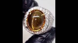 Cat Eye Chrysoberyl 12crt NH SRILANKA Ring Gold Diamond [upl. by Laddie]