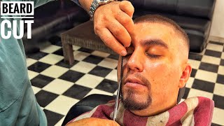 Beard shave Asmr • Shaped beard cutting techniques • Asmr massage sleep [upl. by Krucik]