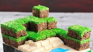 MINECRAFT DIRT BLOCK RICE KRISPIE TREATS HANIELAS [upl. by Kinsler]