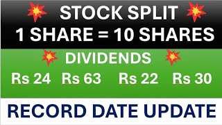 💥 1 SHARE  10 SHARES 💥 stock split 💥 dividends alert  record date update [upl. by Petit493]