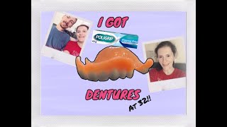 DENTURES AT 32 TRYING POLIGRIP DENTURE GLUE FOR THE FIRST TIME WITH MY NHS IMMEDIATE DENTURES [upl. by Kirbee]