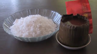 Sweet Glutinous Rice Cake with Grated Coconut  Steamed Nian Gao Recipe  No frying [upl. by Bean]