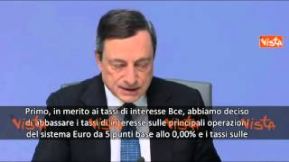 BCE DRAGHI ANNUNCIA STORICO RECORD MINIMO TASSI DI INTERESSE [upl. by Gault]