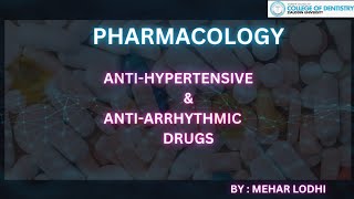 Pharmacology Antihypertensive and Antiarrhythmic Drugs Ziauddin Dental College [upl. by Oirottiv]