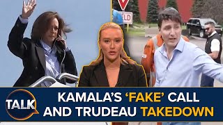 Kamala Harris Mocked For Fake Phone Call  Justin Trudeau Scolded In Public By Angry Canadian [upl. by Ailil]