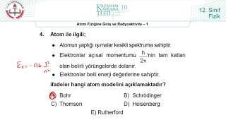 12 Sınıf MEB Fizik Kazanım Kavrama Testi10 Atom Fiziğine Giriş ve Radyoaktivite1 20182022pdf [upl. by Llehsyt]