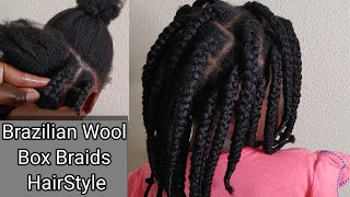 BRAZILIAN WOOL Yarn BOX BRAIDS TUTURIAL FOR BEGINNERSHow to DoBig Box Braids Without Rubberband [upl. by Trescha]