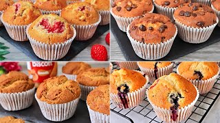 4 Easy and Delicious Muffins Recipes Soft and fluffy muffins in 5 minutes Easy Baking [upl. by Linn]