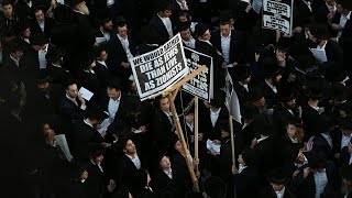 UltraOrthodox Jews protest against military conscription  AFP [upl. by Ahcsropal391]