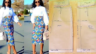 High Waist Basic Skirt Pattern DETAILED Easy way to make an high waisted skirt  Pattern drafting [upl. by Elocen]