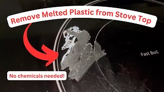 Remove Melted Plastic from Stove Top without Cleaner or Chemicals  Clean Glass Stove Top Stains [upl. by Nnaycart]