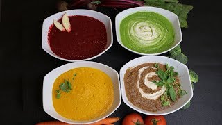 4 Recetas crudas de verduras Sopas desintoxicantes y saludables [upl. by Navap]