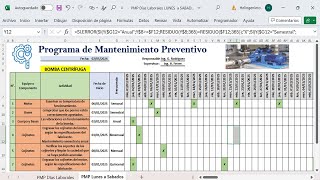 Elaboración de Programa de Mantenimiento Preventivo Para Días Laborables  Lunes a Sábados con Excel [upl. by Philip]