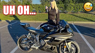 SHE GAVE ME THE KEYS TO HER YAMAHA R7 😳  First Ride amp Review [upl. by Armilla]