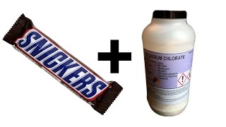 Snickers  Potassium Chlorate  Jet Reaction [upl. by Nerred318]