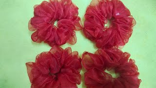 scrunchie organza febric all stitching ideanew ideasmall business house wife [upl. by Hahnke544]