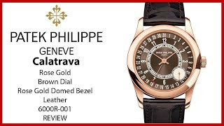 Patek Philippe 6000R 001 Calatrava 37mm Brown Arabic Date Rose Gold Leather  REVIEW [upl. by Ortensia270]