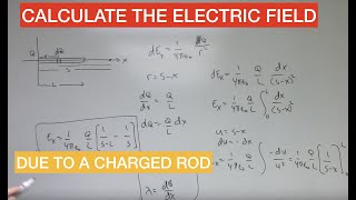 Calculating the electric field due to a charged rod with integration [upl. by Deyas]