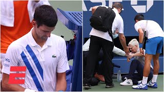 Novak Djokovic out of US Open after hitting judge with tennis ball  2020 US Open Highlights [upl. by Rosabella]