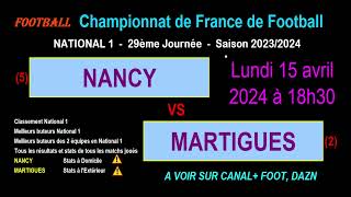 NANCY  MARTIGUES  match de football  29ème journée de National 1  Saison 20232024 [upl. by Aniroc]