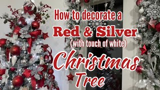 Christmas Tree Decoration IdeasRed and Silver Christmas Tree [upl. by Akinej569]