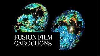 Faux ￼Dichroic Fusion Film Glass Cabochons w UV resin [upl. by Eilyab]