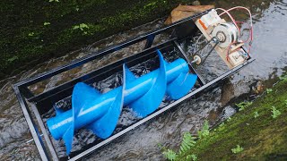 Mini hydroelectric with screw turbine system Free electrical energy science project [upl. by Martie]