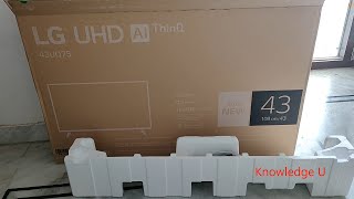 Smart LED TV LG 43 inch AI thinQ 43UQ75 Real UHD 4K resolution unboxing complete installation [upl. by Aryamo]