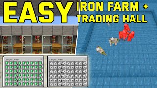 EASY amp AMAZING Iron Farm  Trading hall in Minecraft 121 BedrockMcpePs4Xbox [upl. by Aihsit196]