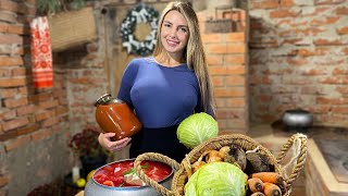 Cooking Traditional Ukrainian Borsch with Ribs l Tomato Soup Recipe [upl. by Salchunas]