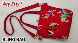 VERY EASY  DIY Sling Bag for Daily Use  Shoulder bag making at home  Crossbody bag sewing  Bags [upl. by Nylareg433]