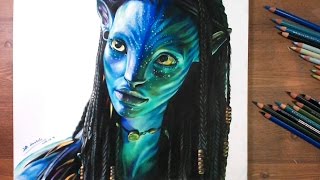 NeytiriZoe Saldana Avatar 2009  Speed drawing  drawholic [upl. by Ainegue380]