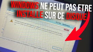 WINDOWS NE PEUT PAS ETRE INSTALLE SUR CE DISQUE [upl. by Malynda598]