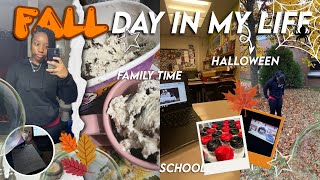 FALL DAY IN MY LIFE  halloween school vlog homework MORE [upl. by Eniale]