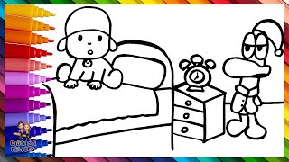 Dibuja y Colorea A Pocoyó Y Pato Por La Mañana 👶🦆⏰🛏️🌄 Dibujos Para Niños [upl. by Judi756]