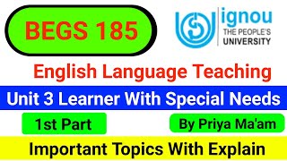 BEGS 185 Unit 3  English Language Teaching  BEGS 185 Important Question With Answer  Begs Ignou [upl. by Ilaire]