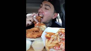 ASMR EATING buttery lobster roll loaded garlic parmesan lobster fries crispy fish amp chips shorts [upl. by Molloy]