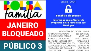 BOLSA FAMÍLIA BLOQUEADO EM JANEIRO DE 2024 PÚBLICO 3 COMO VOLTAR A RECEBER O BENEFÍCIO [upl. by Noseaj]