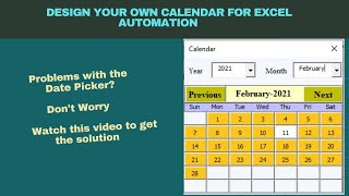 Calendar Design in Excel VBA  Date Picker [upl. by Olwen143]